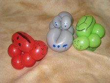 ladybug, hippo, and turtle balloon bracelets